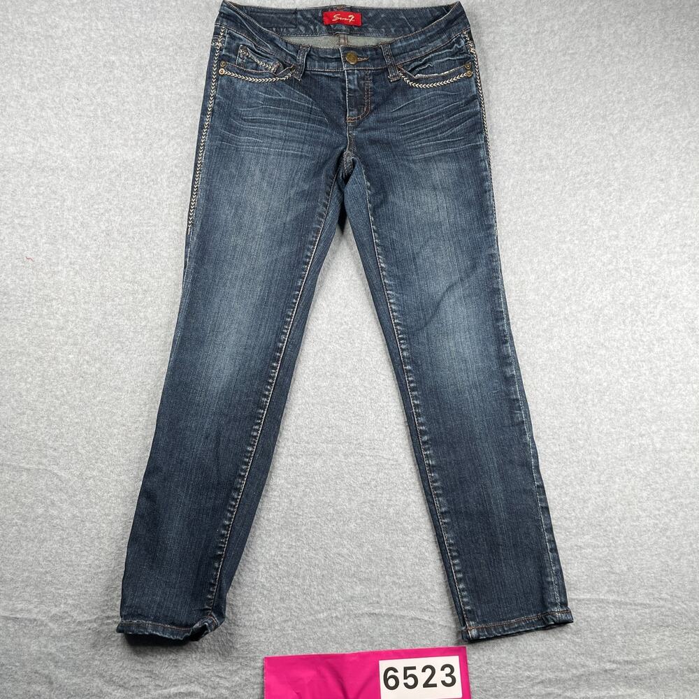 Seven 7 Jeans Womens Size 6P Dark Wash Distressed Decorative Stitched Casual